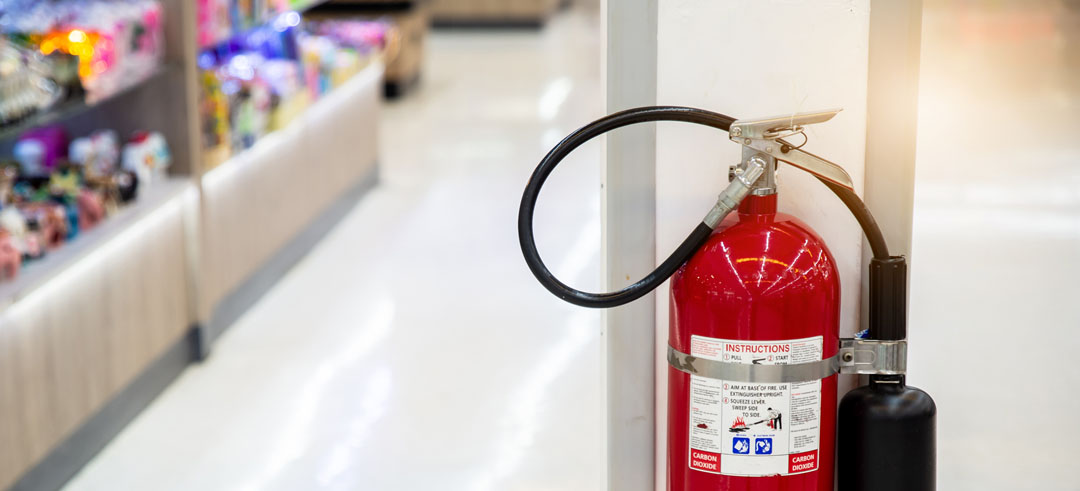 Extintor en un local comercial